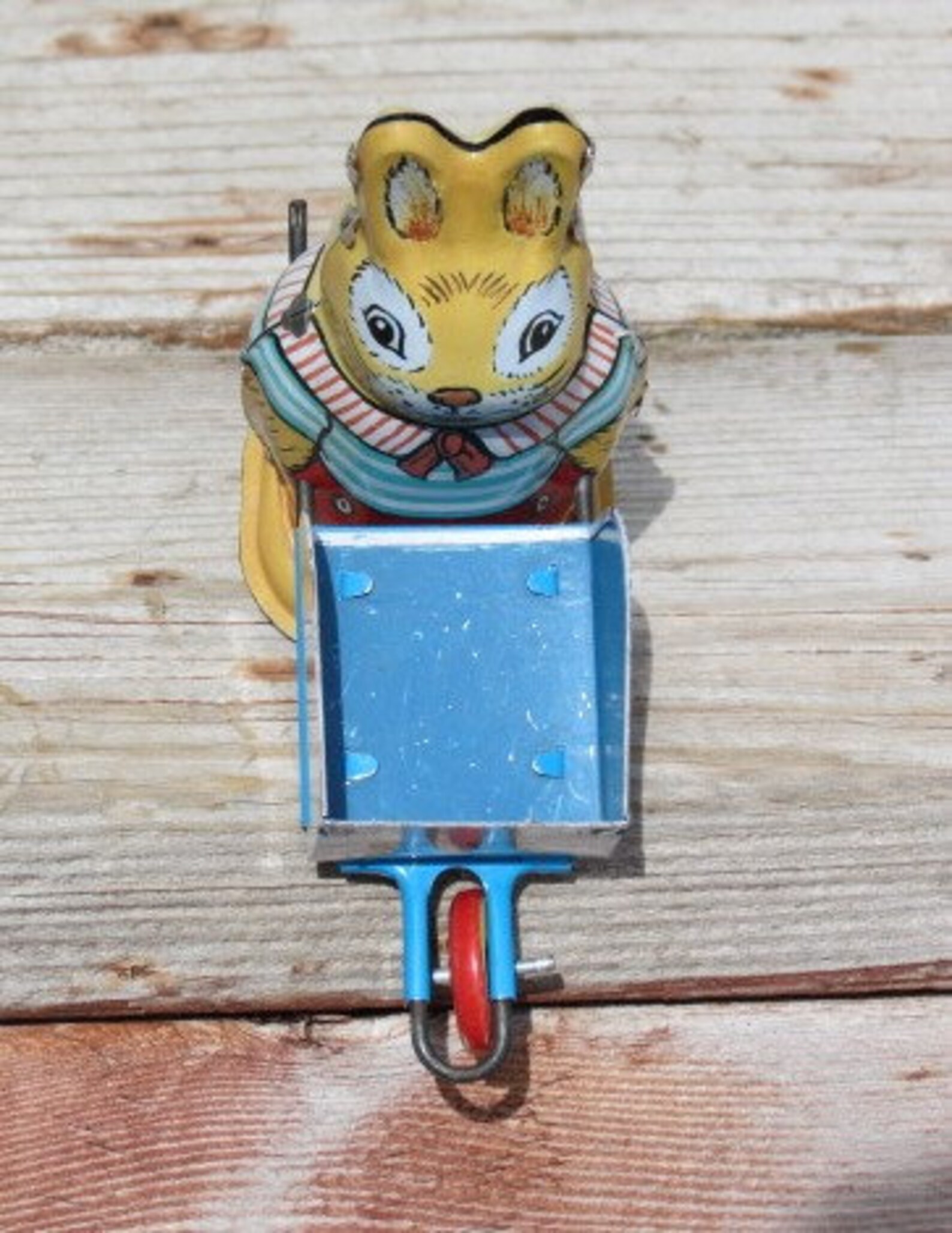 Vintage Wind Up Toy Rabbit Wheelbarrow 1980's Tin Litho Etsy.de
