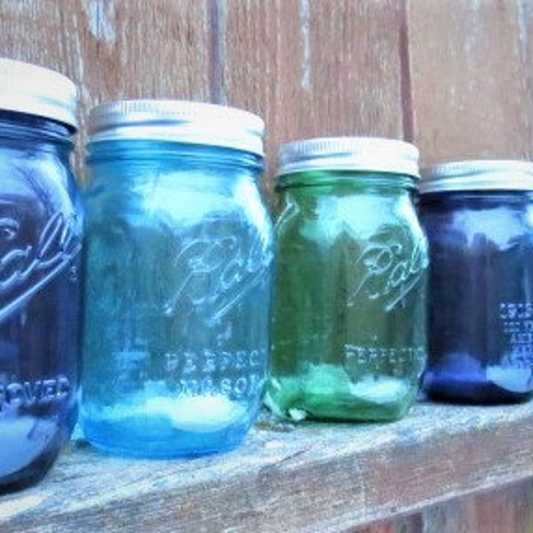 SET of 3  American Heritage BALL CANNING Jars Vintage Collection  Mason Jars - 1 ea: Blue, Green, Purple 16oz/Pint Jars