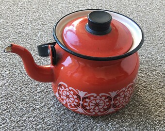 ARABIA Finel Enamel Finland Kaj Franck Scandinavian Tea Kettle Teapot