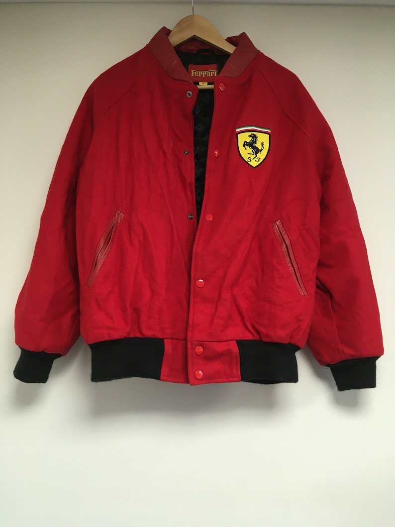FERRARI F1 Authentic Wool Made In England Rare Bomber Jacket | Etsy