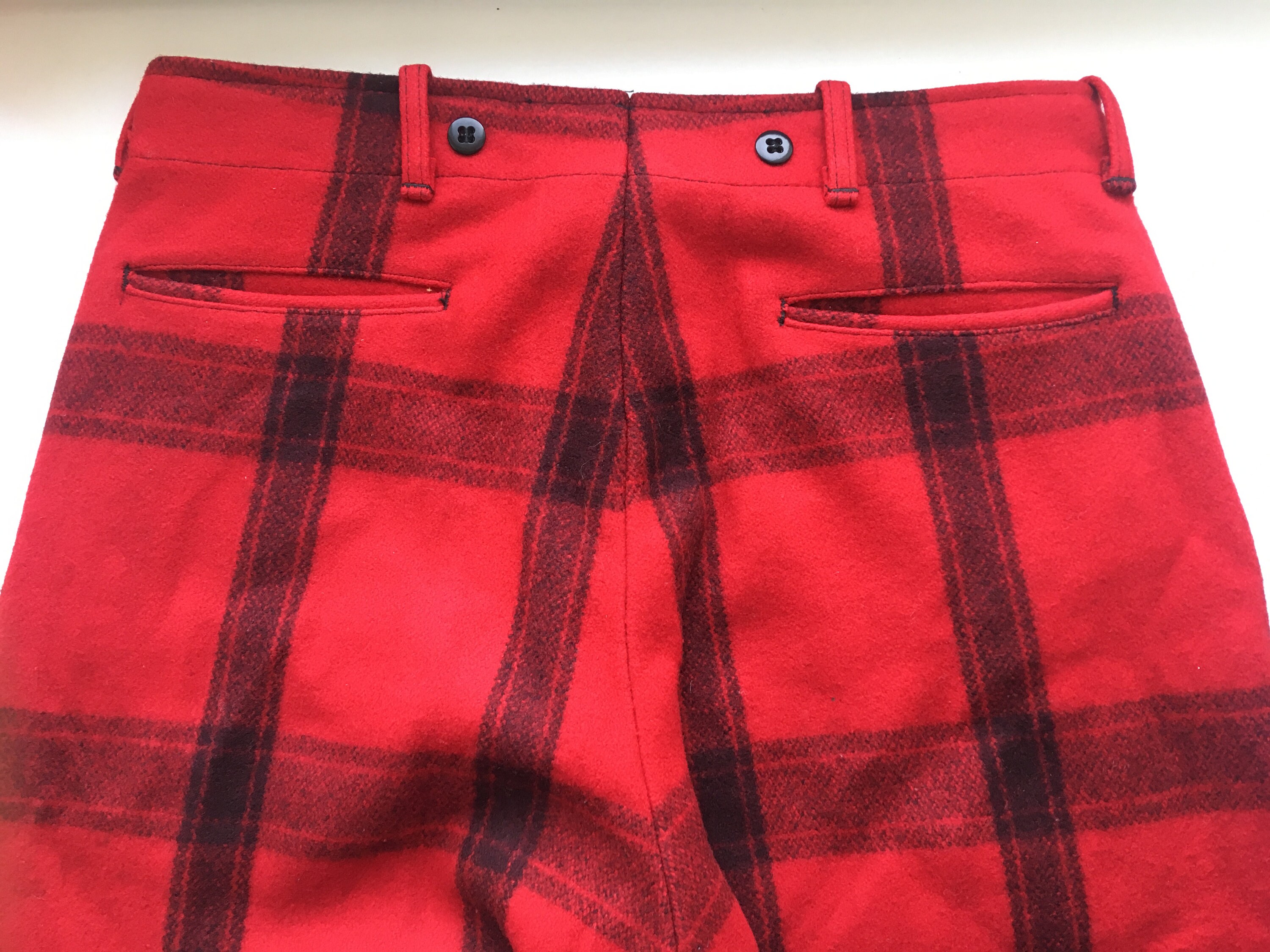 WOOL HUNTING TROUSERS Vintage Red Black Wool Plaid Unisex Free | Etsy