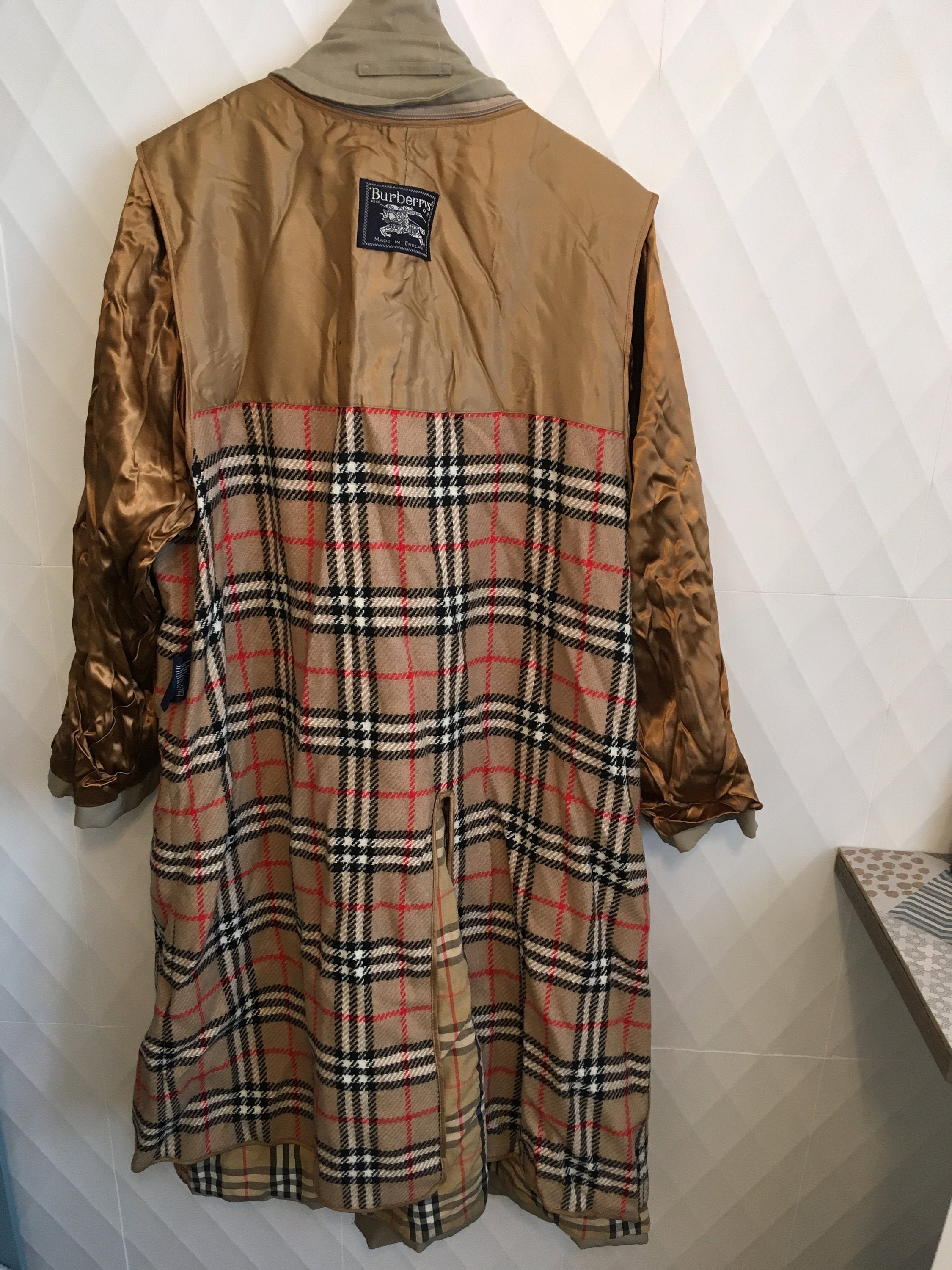 BURBERRY Vintage Trench Coat Khaki Nova Check Lining With Wool Etsy