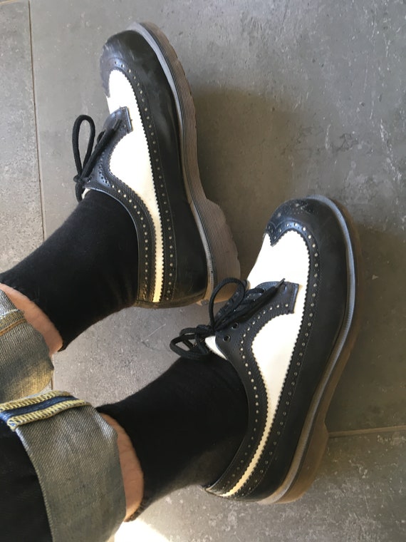 doc marten black and white wingtips