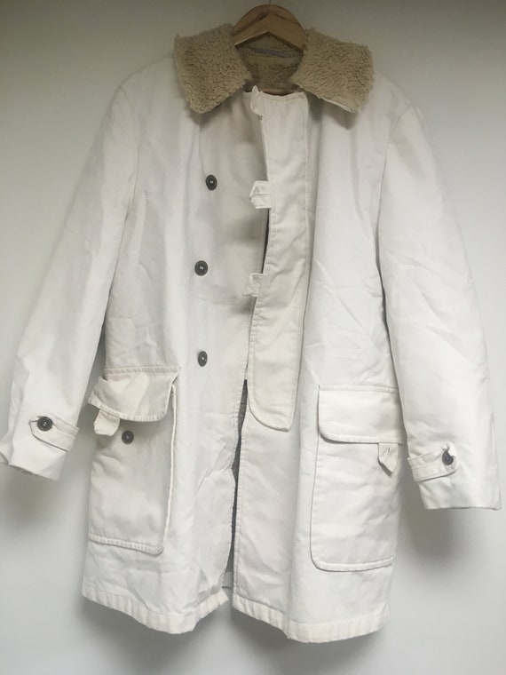 SWEDISH Vintage Military Style White Parka Coat Ja