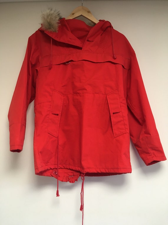 Anorak Hooded Jacket Vintage Fur Trim Hood Windbre