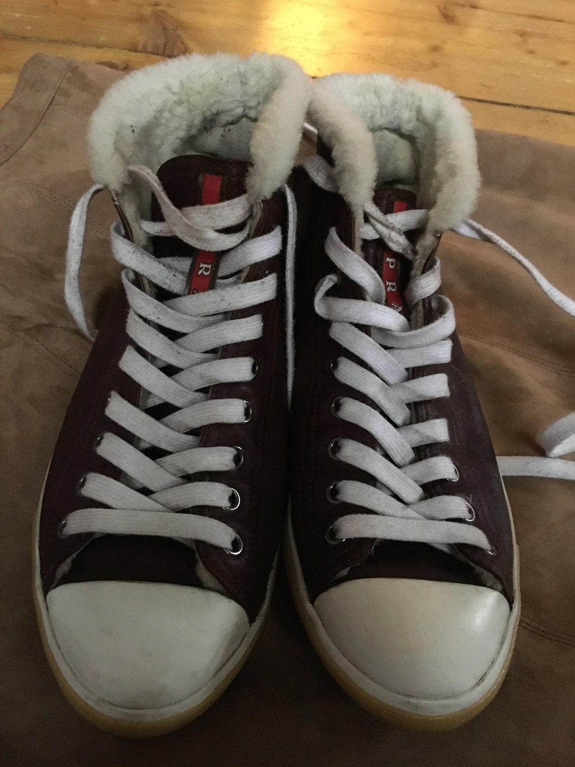 prada shearling lined sneakers