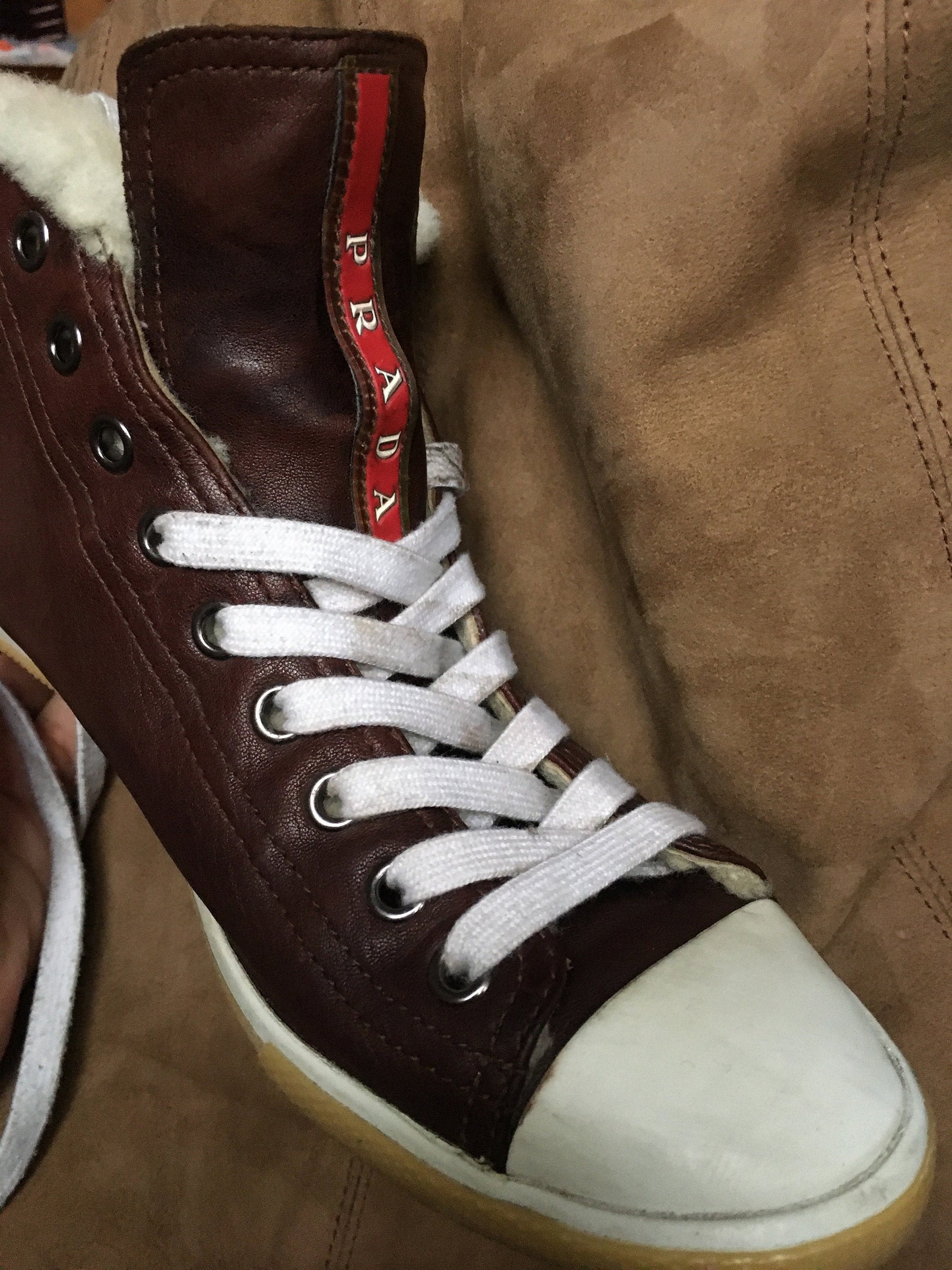 prada shearling lined sneakers