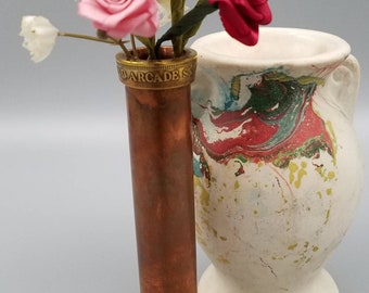 Copper and Arcade Token Flower Vases ~ Home Dorm Camper Decor