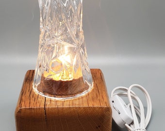 Roble recuperado de granero ~ Luces nocturnas ~ Eléctricas ~ Cristal fino facetado Lenox