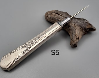 Chrome Stilettos ~ Awls ~ Sewing Tools ~ Easy Grip ~ Ergonomic ~ Vintage Silverware