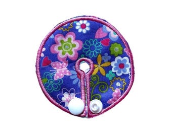 Purple flowers 2.75&quot; gtube pad feeding tube bellybutton button hug
