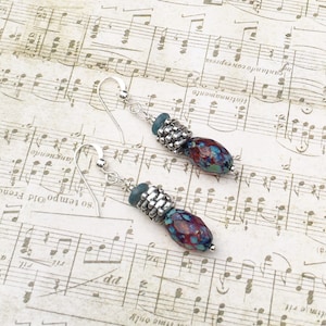 Czech Glass &quot;Picasso&quot; bead earrings with Sterling Silver Ear Wires