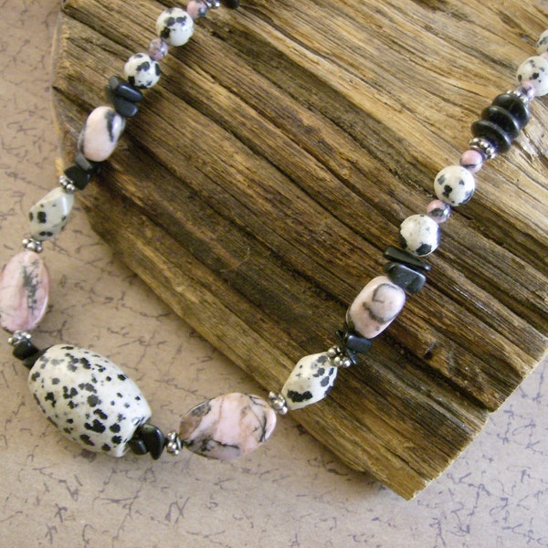 Price Reduced! Dalmation Rhodonite Necklace (free shipping)