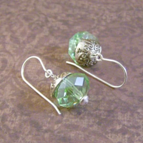 Crystal Beaded Earrings with Sterling Silver