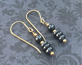 Petite Hematite Earrings with 14k Goldfill