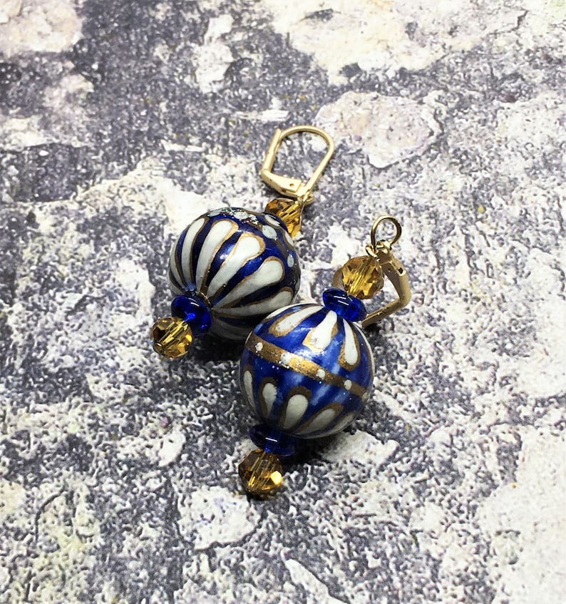 Hot Air Baloon Glass Leverback Earrings MOTHERS DAY SALE