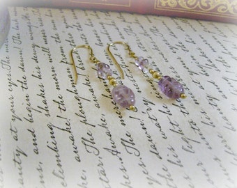 Carved Amethyst Earrings  with 14k Goldfill