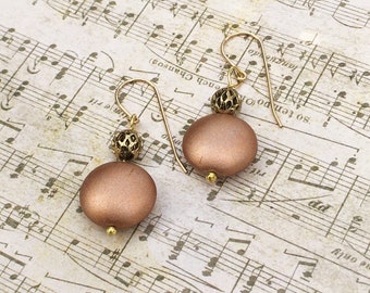 Satin Glass Pillow earrings, 14k gold-filled