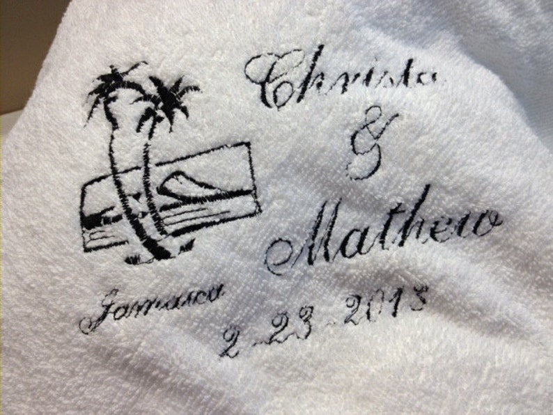 Personalized Bride Groom Beach Towel Custom Embroidered for Etsy