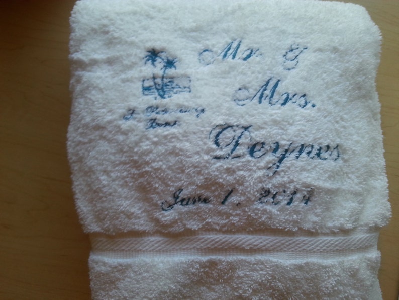 Personalized Bride Groom Beach Towel Custom Embroidered for Etsy