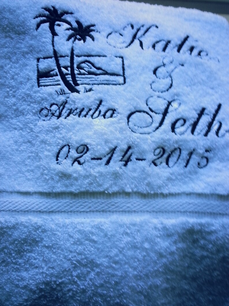 Personalized Bride Groom Beach Towel Custom Embroidered for Etsy
