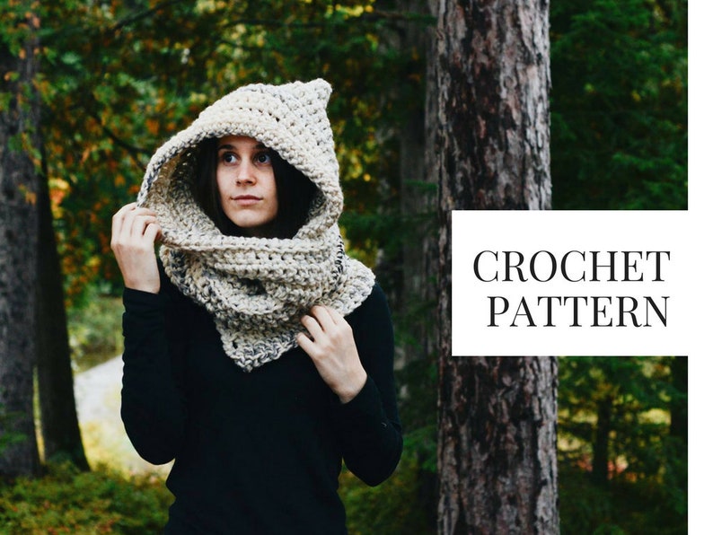 CROCHET PATTERN: Hooded Scarf Instant Download image 1