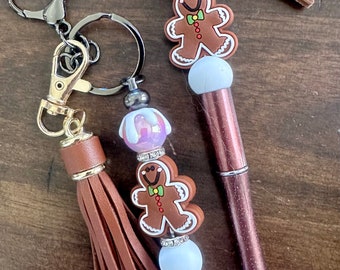 gingie beaded pen and key chain