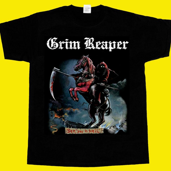 grim reaper see you in hell 1983 heavy metal band nwbhm new black short sleeve t-shirt 3 4 XL