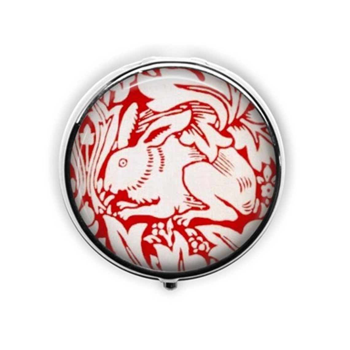 Rabbit Pill Case William Morris Pill Box Art Deco Trinket Etsy