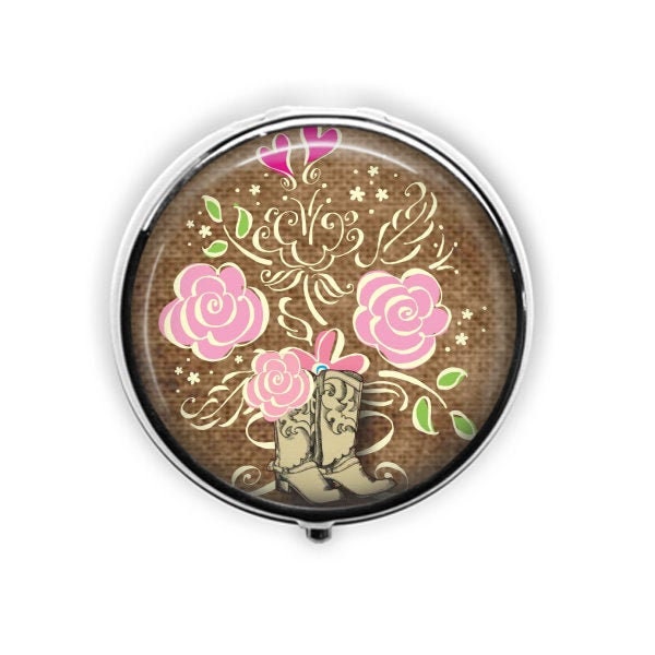 Cowgirl boots pill box8 colorscowboy boots pill case floral Etsy