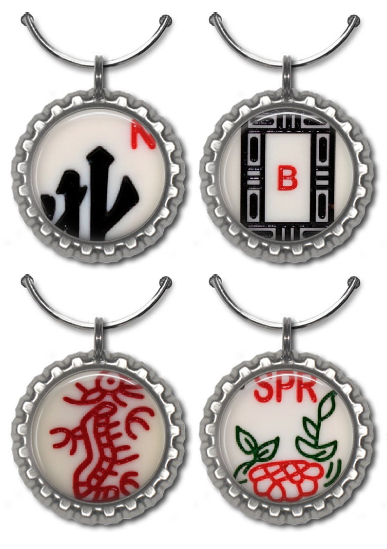 Mah Jong Wine Charms Mahjong Game Tile Drink Tags Hostess Etsy
