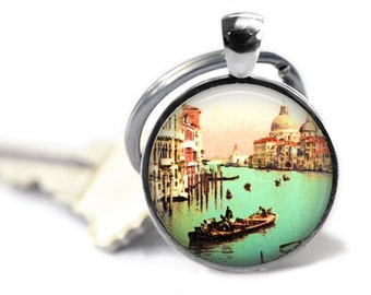 Venice keychain Venice Italy key ring vintage world travel gift Venice wedding favors key chain.