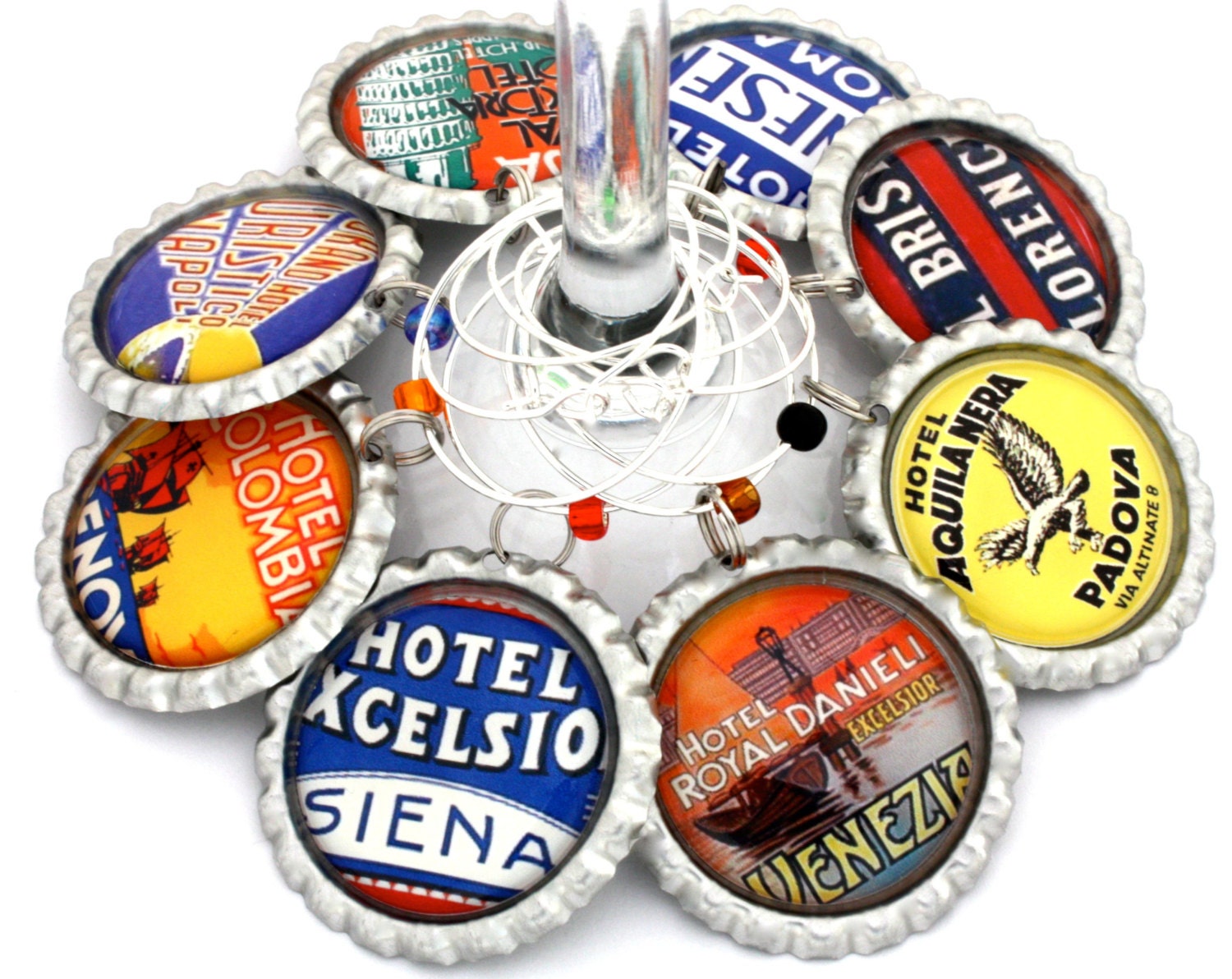 Italy wine glass charms vintage travel party favors retro Rome Etsy