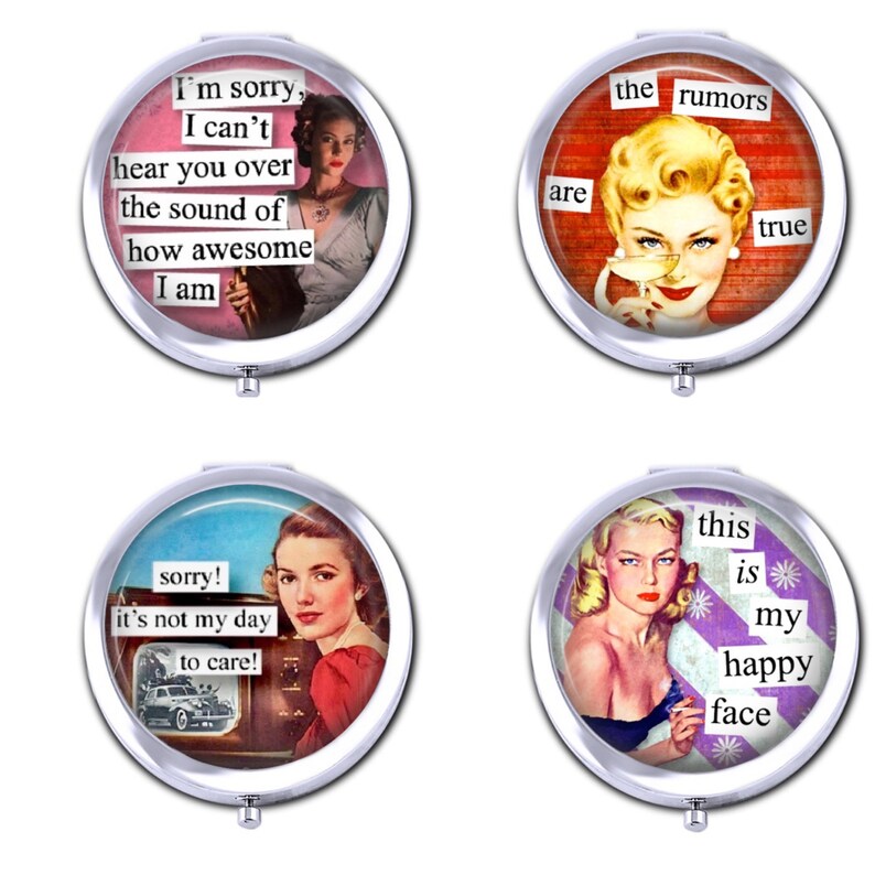 Pin up girl pocket mirror vintage cowgirl pin up compact Etsy
