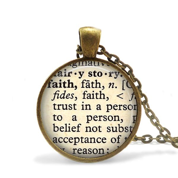 Faith definition necklace vintage dictionary word religious Etsy