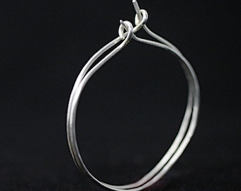 Wire Hoop Earring   1 1/2 Inch Hoop  Silver Hoop Earring  Classic Hoop Earring   Hammered Hoop   Silver Earring  Everyday Earring Basic Hoop
