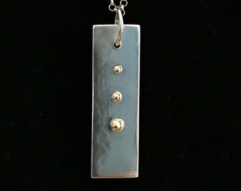 Pendant Necklace, Minimal jewelry, Silver Necklace, Modern Necklace, Mixed Metal Necklace,