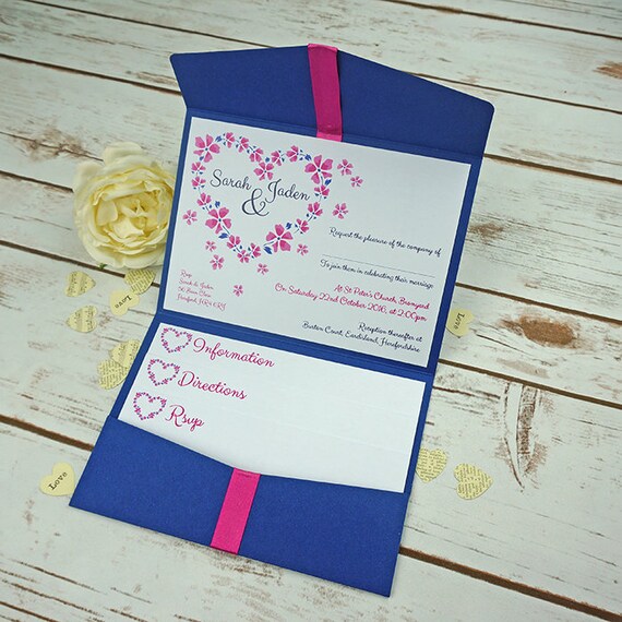 Personnalisé//fait main dentelle mariage pocketfold invitation carte avec rsvp inc
