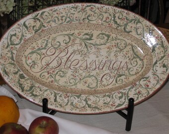 Large "Blessings" Ceramic Hand Painted Platter