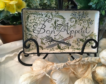 Hand painted “Bon Appetite” serving dish