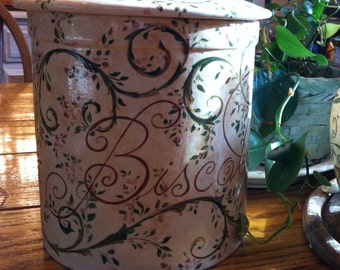 Hand Painted Biscotti Jar Large
