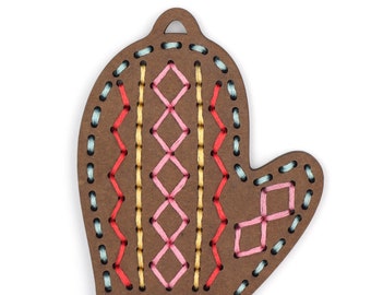 Gingerbread Mitten - Stitched Ornament Kit