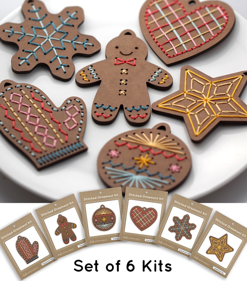 Superior Set of New product! New type 6 Gingerbread Stitched Kits Ornament