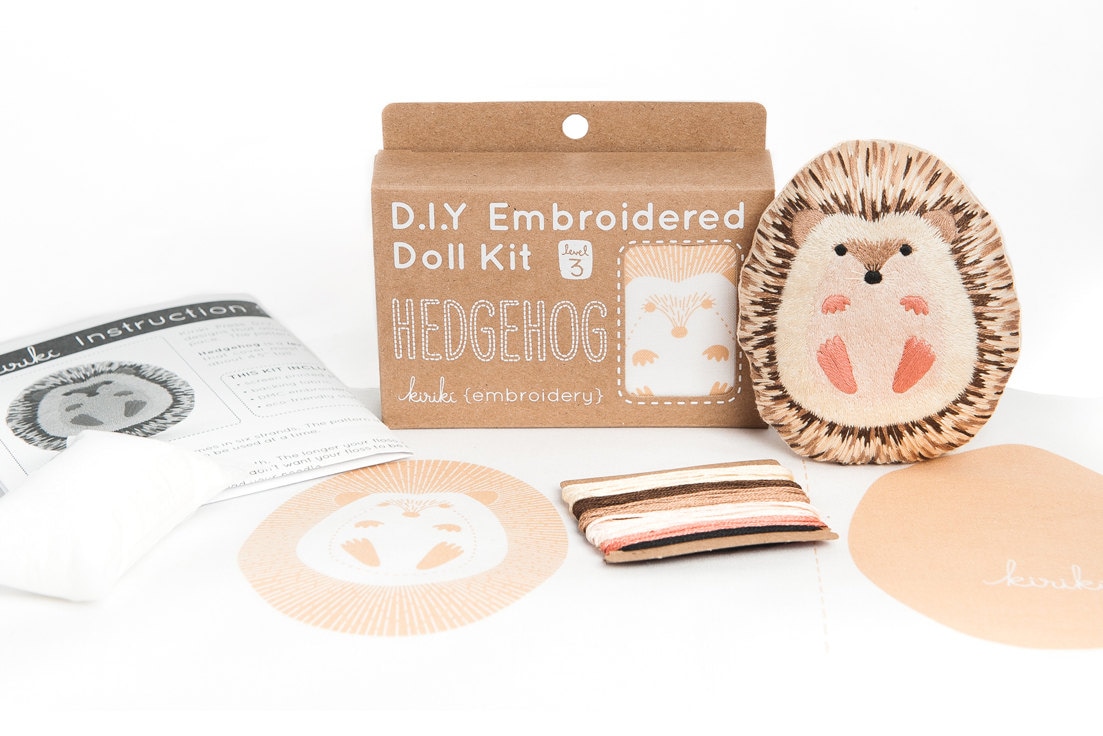 Hedgehog Printed Embroidery Set Kit