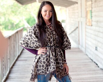 Monogrammed Shawl, Personalized Shawl, Embroidered Shawl, Ladies Shawl, Christmas Gift for Her, Leopard Shawl, Monogram Poncho, Fall Poncho