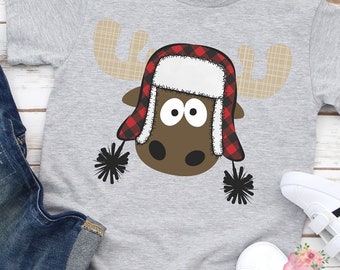 Toddler Moose Shirt, Boy's Moose Shirt, Christmas Shirt, Moose Tee, Kid's Christmas Shirt, Boy's Graphic Shirt, Youth Moose Tee