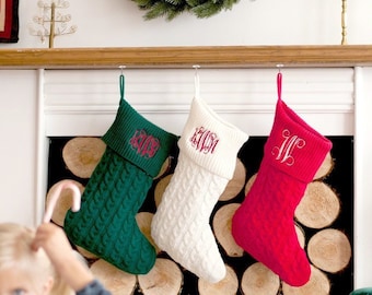 Cable Knit Stocking, Christmas Stocking, Monogrammed Christmas Stocking, Family Stockings, Farmhouse Christmas Stockings, Christmas Decor
