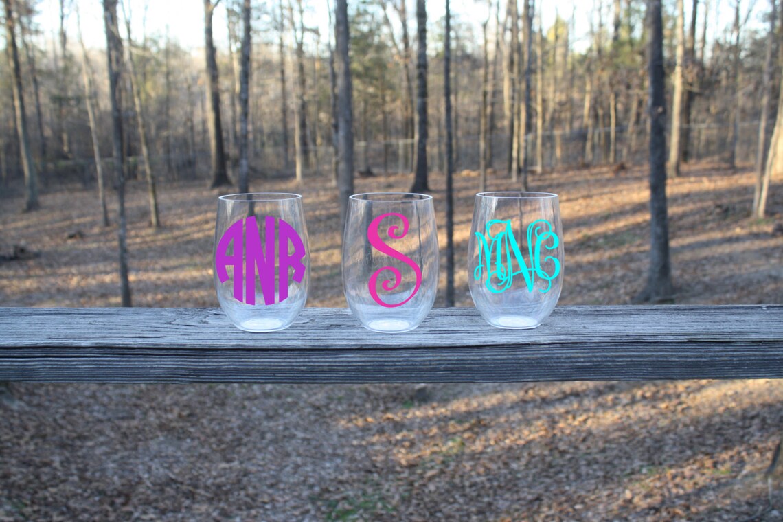 Personalized Stemless Wine Glass With Initial - Monogrammed Gift For Wine Lovers, Gold Rim