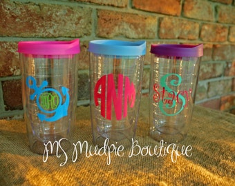 Personalized Acrylic Tumbler, Monogrammed Tumbler, Tervis Style Tumbler, Double Walled Tumbler