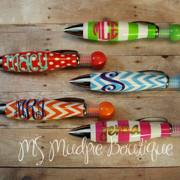 Monogrammed Pen, Chevron, Quatrefoil, and Polkadot Pens, Personalized Pens, Desk Accessories